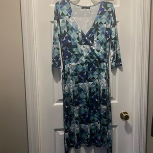 Geometric print wrap dress
